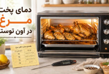 طرز تهیه مرغ شکم‌پر در آون توستر با فویل و جوجه‌گردان
